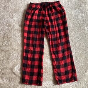 Flannel pajama bottoms (red and black buffalo plaid)